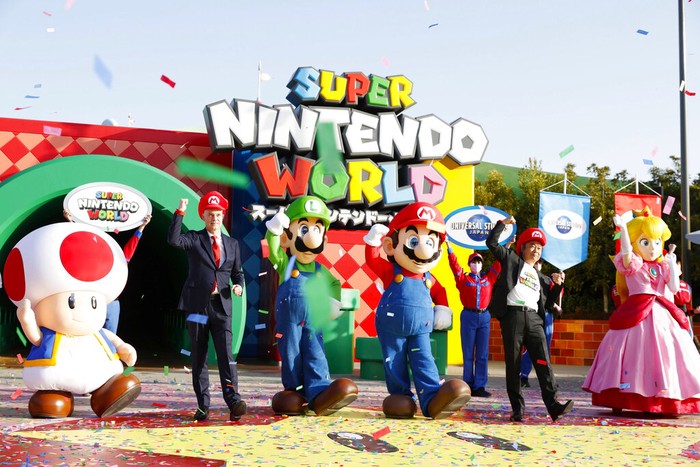 Mario, center, and other characters participate in the opening ceremony of 