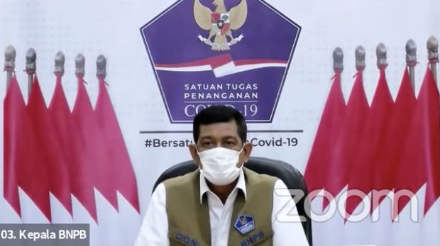 Kepala Badan Nasional Penanggulangan Bencana (BNPB) Doni Monardo saat Konferensi Pers Perpanjangan dan Perluasan Pemberlakuan Pembatasan Kegiatan Masyarakat (PPKM) Mikro. (Tangkapan Layar)