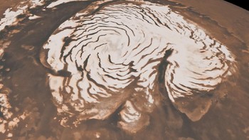 Permukaan es di bagian utara Mars Foto: NASA/JPL-Caltech/MSSS