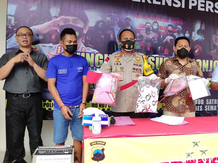 Polrestabes Semarang rilis penangkapan pelaku pembunuhan wanita di Semarang, Jumat (19/3/2021).