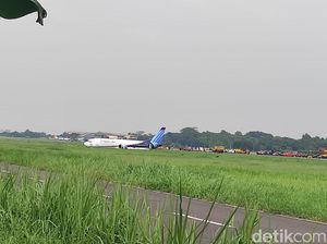 Sempat Keluar Api, Ini Detik-detik Trigana Air Tergelincir di Bandara Halim