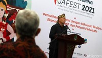 Jabar Culture and Tourism Festival (JAFEST) 2021 resmi dibuka oleh Menteri Koperasi dan UKM Teten Masduki di Gedung Sate, Kota Bandung, Minggu (21/3/2021).