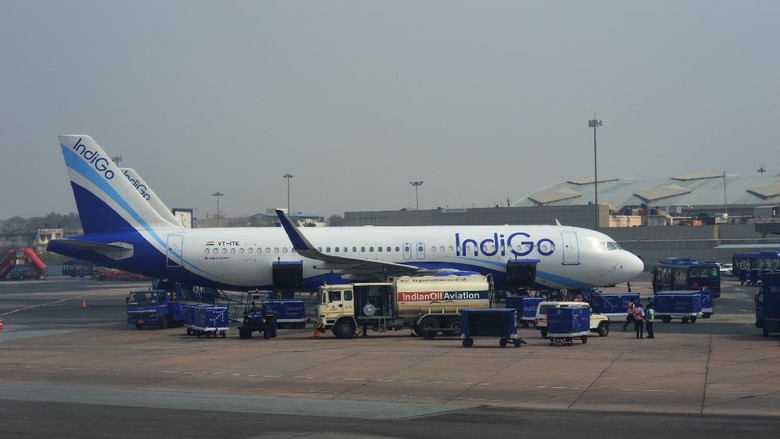 Delhi-India March-4-2018 indigo passenger plane at the Delhi International airport in India.