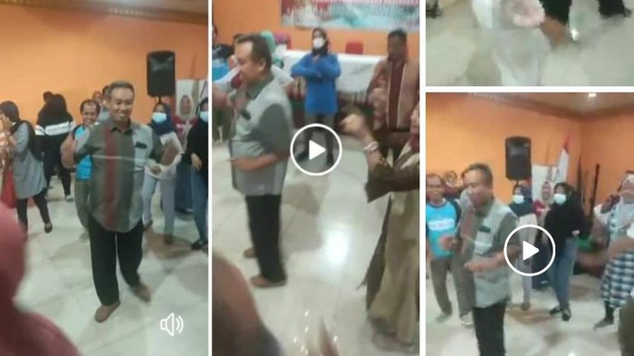 Seorang lurah di Ponorogo terekam asyik berjoget tanpa prokes. Seperti dalam video berdurasi 18 dan 20 detik yang beredar.