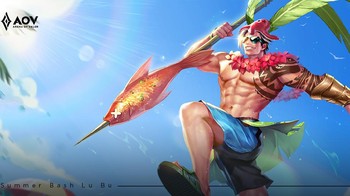 Summer Bash Lu Bu, dengan tombaknya, tak ada ikan yang bisa lolos dari cengkramannya. (Foto: Garena)