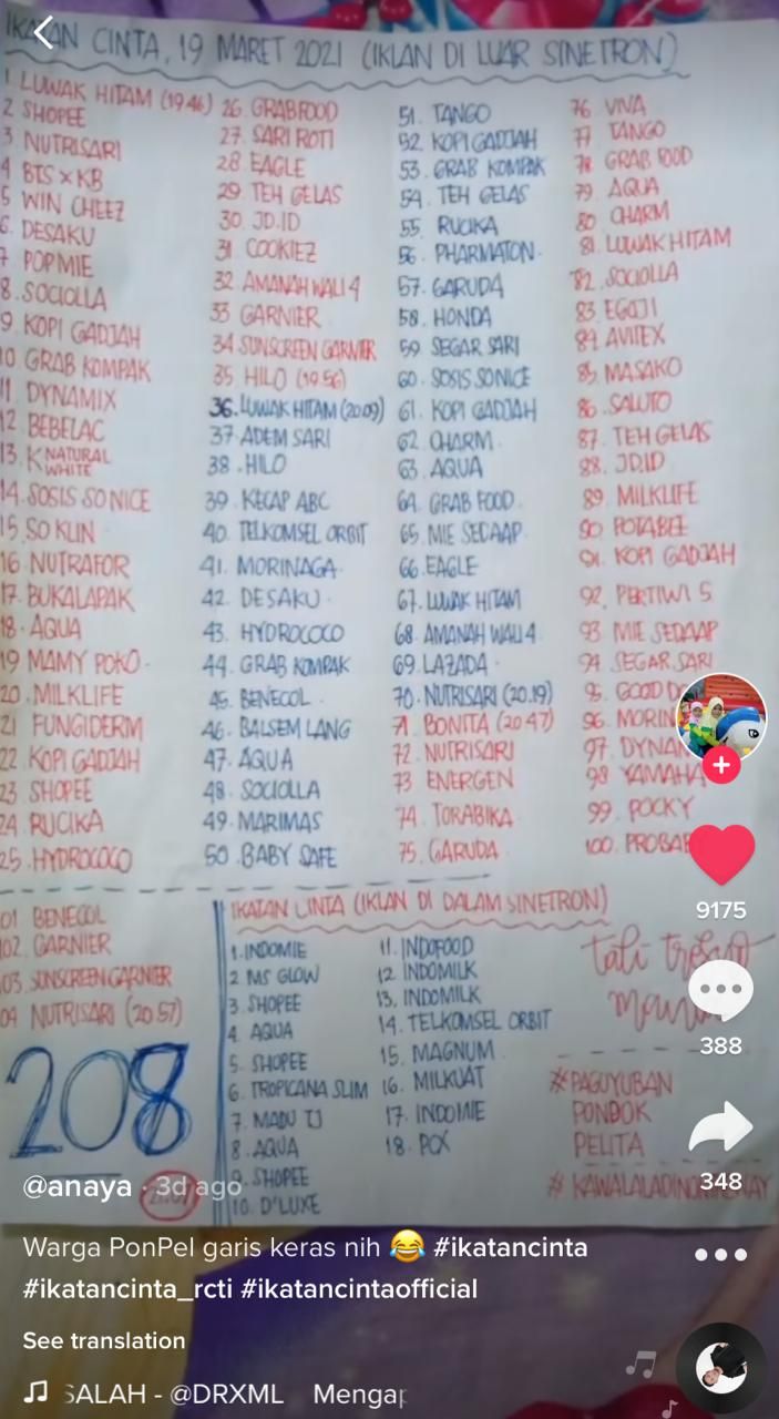 Rajin Banget! Netizen Ini Hitung Total Jumlah Iklan 'Ikatan Cinta'