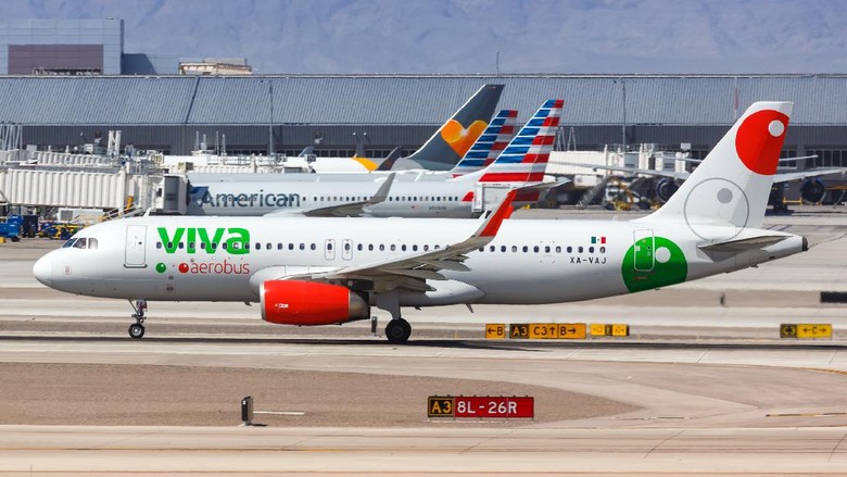Viva Aerobus Las Vegas, Nevada – April 9, 2019: Viva Aerobus Airbus A320 airplane at Las Vegas airport (LAS) in the United States.