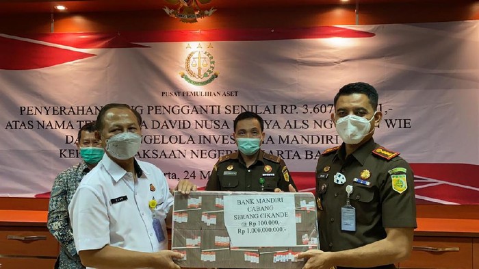 Kejagung Setorkan Uang Pengganti Terpidana BLBI David Nusa Wijaya Rp 3,6 M