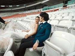 Foto: Aurel Hermansyah Prewedding di GBK, Pakai Gaun Berat 10 Kg