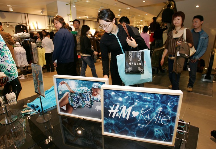 73892292 SHANGHAI, CHINA - APRIL 15: Chinese customers shop the just launched limited edition