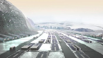 Kira-kira seperti inilah kompleks perumahan yang akan menjadi hunian pertama manusia di Mars nantinya. Foto: ABIBOO studio / SONet