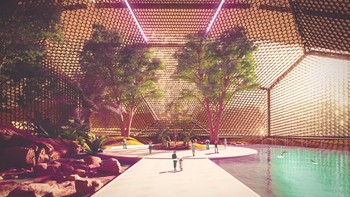 Konsep hunian dirancang bergaya futuristik namun dengan tetap memiliki fungsi yang berguna untuk adaptasi manusia Bumi dengan iklim dan atmosfer di Mars. Foto: ABIBOO studio / SONet