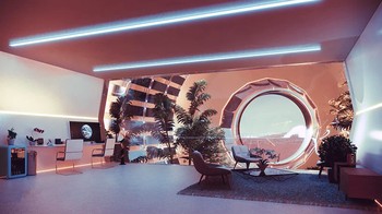 Bangunan makro yang dibangun di permukaan tebing dihubungkan dengan sistem elevator berkecepatan tinggi, mirip dengan gedung pencakar langit di Bumi. Foto: ABIBOO studio / SONet