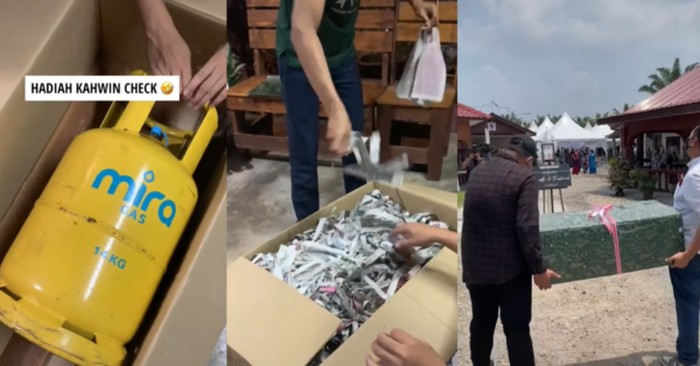 Kocak! Tabung Gas hingga Beras Jadi Hadiah Pernikahan Unik