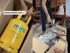Kocak! Tabung Gas hingga Beras Jadi Hadiah Pernikahan Unik