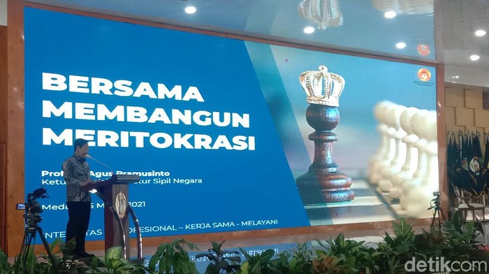 Komisioner KASN Agus Pramusinto di Medan (Ahmad Arfah Fansuri/detikcom).