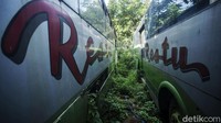 Menurut petugas di lokasi, bus-bus yang masuk ke pool ini merupakan bus yang tak layak jalan.