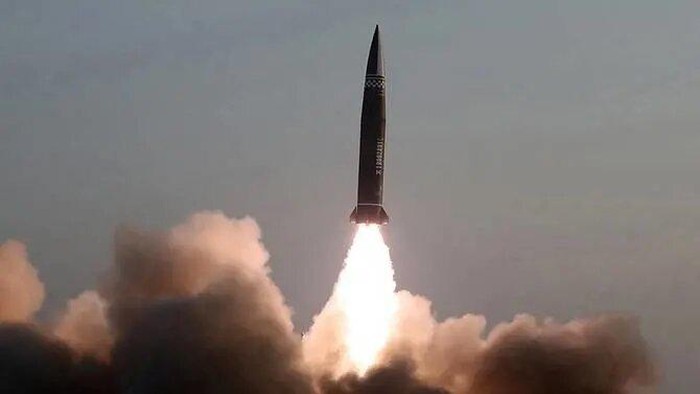 This picture taken on Mar 25, 2021, and released from North Koreas official Korean Central News Agency (KCNA) on Mar 26, 2021, shows a test fire of a newly developed new-type tactical guided projectile in an undisclosed location in North Korea. (Photo: AFP/KCNA via KNS)