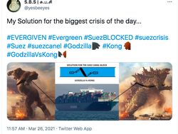 Meme Kocak Kapal Raksasa Nyangkut di Terusan Suez