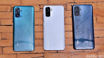 Redmi Note 10 hadir tiga warna, yakni hijau, putih dan hitam. Foto: Adi Fida Rahman/detikINET