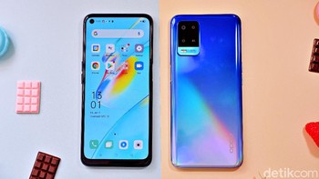 Oppo A54: Oppo A54 mengusung bentangan layar berukuran 6,51 inch dengan resolusi HD+ dan refresh rate 60Hz. Ia mengadopsi punch hole dan membuat rasio screen to body mencapai 89,2%. Tersemat tiga kamera di bagian belakangnya. Handset ini pun dibanderol Rp 2.699.000. Foto: Adi Fida Rahman/detikINET