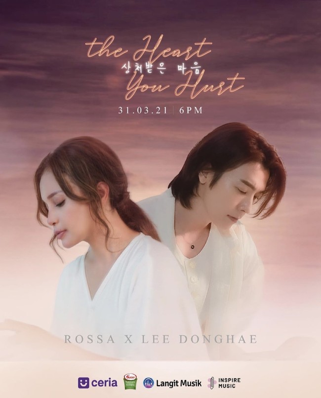 Diva Indonesia itu pun menyerukan tagar #rossaxdonghae. Ia menuliskan ‘Rossa x Lee DongHae’ dalam poster kolaborasinya bersama vokalis Super Junior itu. Foto: dok Instagram itsrossa910