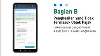Pada bagian B isikan penghasilan yang tidak termasuk objek pajak sesuai dengan pasal 4 ayat 3 UU Pajak Penghasilan. Foto: Dok. YouTube Ditjen Pajak.