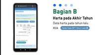 Pada bagian B, isi data harta yang Anda miliki pada akhir tahun. Data harta yang telah diinput di tahun sebelumnya bisa diinput kembali dan dilakukan penyesuaian. Bisa juga menambah data harta dengan klik tambah. Foto: Dok. YouTube Ditjen Pajak.