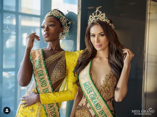 Cantiknya Miss Grand International 2020 Abena Appiah dan Runner Up 1 Miss Grand International 2020 Samantha Bernardo. Foto: Dok. Instagram @missgrandinternational