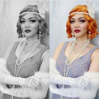 Sementara ini penampilan lain dari pemotretan vintage Rina Nose. Rina Nose bergaya ala era Great Gatsby. Foto: Dok. Instagram/@rinanose16