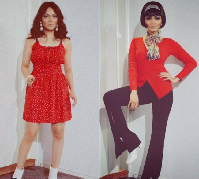 70’s fashion style, keterangan foto Rina Nose di Instagramnya. Tampilannya dengan rambut bob dan berponi memang tampak seperti gaya vintage Hollywood di era 70-an. Foto: Dok. Instagram/@rinanose16