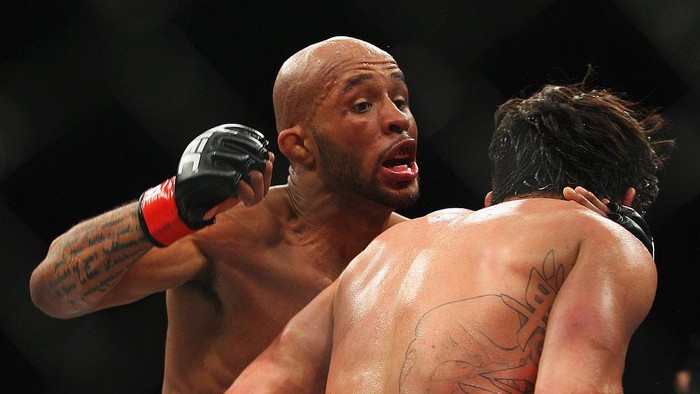 SYDNEY, AUSTRALIA - MARCH 03:  Demetrious Johnson of the USA and Ian McCall of the USA fight during the UFC On FX flyweight bout between Demetrious Johnson and Ian McCall at Allphones Arena on March 3, 2012 in Sydney, Australia.  (Photo by Mark Kolbe/Getty Images)