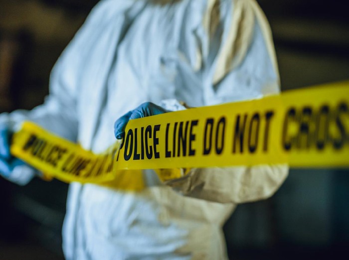 Police line tape. Crime scene investigation. Forensic science.