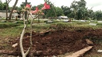 Makam Zakiah Aini masih berupa bekas gundukan tanah. (Foto: Andhika Prasetia/detikcom)