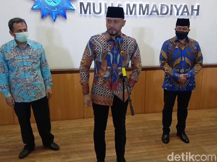 Ketum Partai Demokrat Agus Harimurti Yudhoyono (AHY) datangi kantor PP Muhammadiyah, Yogyakarta, Sabtu (3/4/2021).