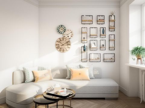 Digitally generated warm and cozy affordable Scandinavian style home interior (living room) design.The scene was rendered with photorealistic shaders and lighting in Autodesk® 3ds Max 2020 with V-Ray Next with some post-production added.