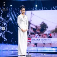 Han Lay dikenal juga dengan nama Thaw Nandar Aung menyuarakan jeritan rakyat Myanmar yang mendapat kekejaman dari militer di negaranya. Dia menyampaikan hal tersebut saat menjadi top 15 Miss Grand International 2020. Foto: Dok. Instagram @hann_may, Facebook Miss Grand International