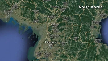 Bagian dari kiri dari Korea Utara diblur pada Google Maps. Tidak ada keterangan nama sekalipun. Foto: Google Maps