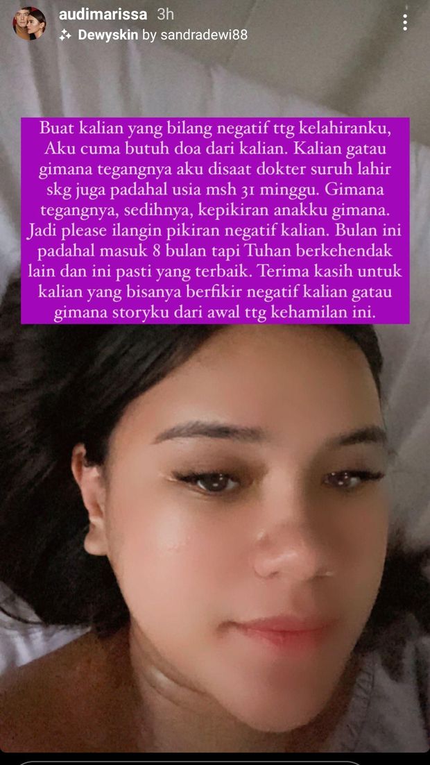 Audi Marissa merespons netizen yang julid soal dirinya yang melahirkan prematur