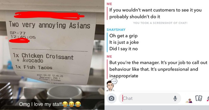 Rasis! Pegawai Kafe Ini Tulis Pengunjung Asia: ‘Dua Orang Asia Menyebalkan’ Rasis! Pegawai Kafe Ini Tulis Pengunjung Asia: ‘Dua Orang Asia Menyebalkan’