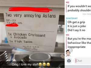 Rasis! Pegawai Kafe Ini Tulis Pengunjung Asia: Dua Orang Asia Menyebalkan