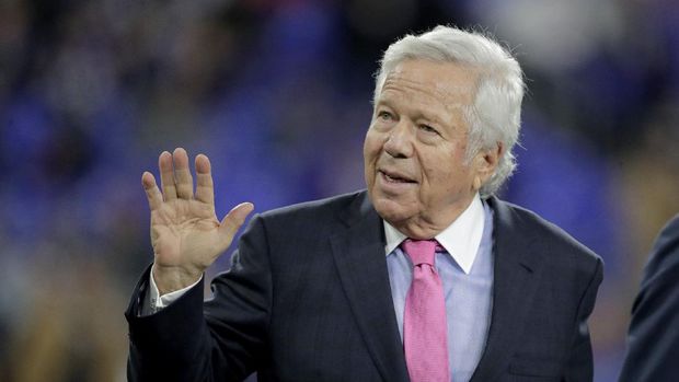 Robert Kraft FILE - In this Nov. 3, 2019, file photo, New England Patriots owner Robert Kraft waves to fans as he walks on the field prior to the team's NFL football game against the Baltimore Ravens in Baltimore. Florida prosecutors will try to save their prostitution solicitation case against Kraft when they argue before an appellate court Tuesday, June 30, 2020, that his rights weren't violated when police secretly video recorded him allegedly paying for sex at a massage parlor. (AP Photo/Julio Cortez, File)