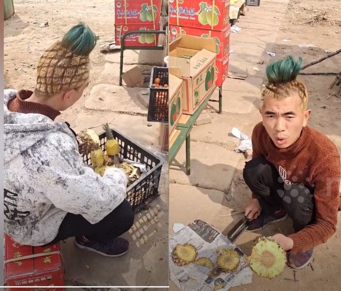 S3 Marketing! Gaya Rambut Seperti Nanas, Penjual Buah Ini Laris Manis