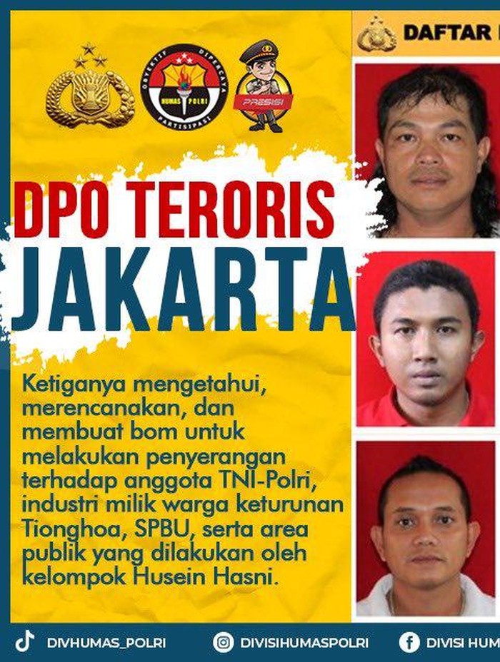 3 buron terduga teroris di Jakarta (Foto: dok Istimewa)