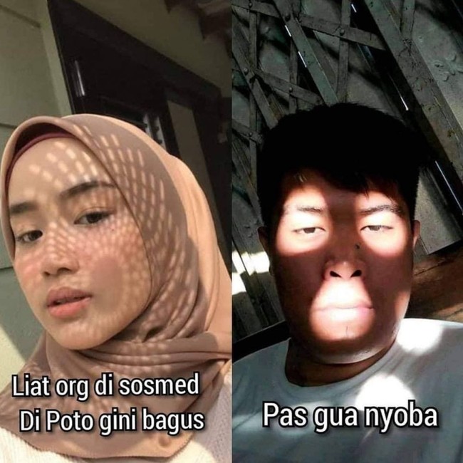 Maksud hati pengin ngikutin tren biar kekinian. Eh, ternyata jadinya malah nggak sesuai ekspetasi gini. Jadi pengen ngakak kan liatnya. Foto: Instagram/@receh.id