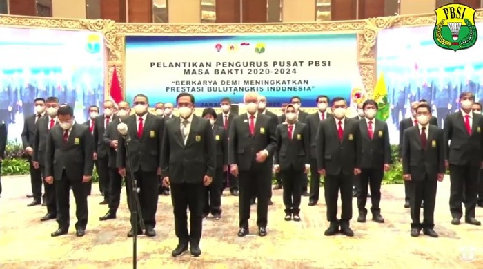 Pelantikan PP PBSI 2020-2024, Jumat (9/4/2021).