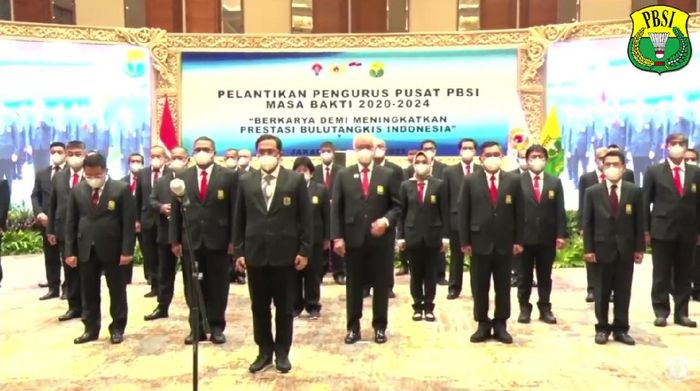 Pelantikan PP PBSI 2020-2024, PBSI Pelantikan PP PBSI 2020-2024, Jumat (9/4/2021).