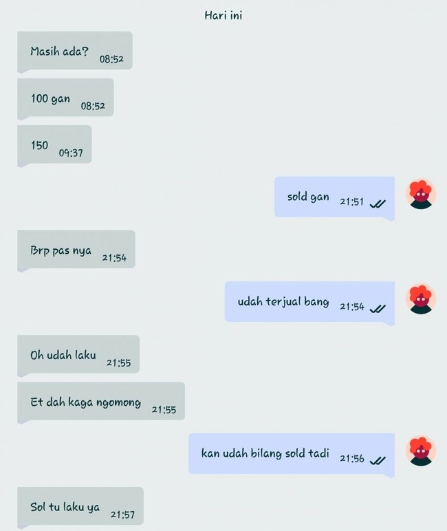 Positif thinking aja, mungkin pembelinya memang benar-benar nggak tahu arti kata sold. Nggak heran deh dia tetap kekeh nawar. Foto: Twitter/@txtdarionlshop