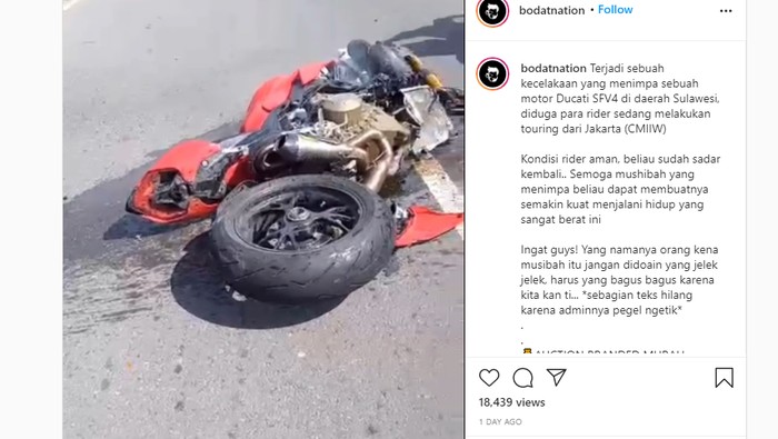 Ducati Streetfighter V4 ringsek kecelakaan di Sulawesi