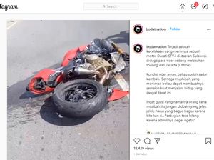 Duh, Ducati Streetfighter V4 Ringsek Kecelakaan, Sokbreker Depan Sampai Copot